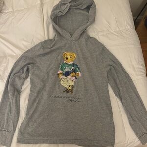 polo long sleeves with hoodie with classic teddy bear logo/mascot